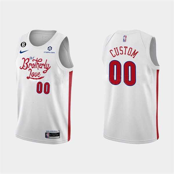Mens Philadelphia 76ers Active Player Custom 2022-23 White City Edition Stitched Basketball Jersey->customized nba jersey->Custom Jersey
